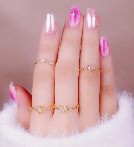 Set X 4 Anillos Magia Rosa Ref J669