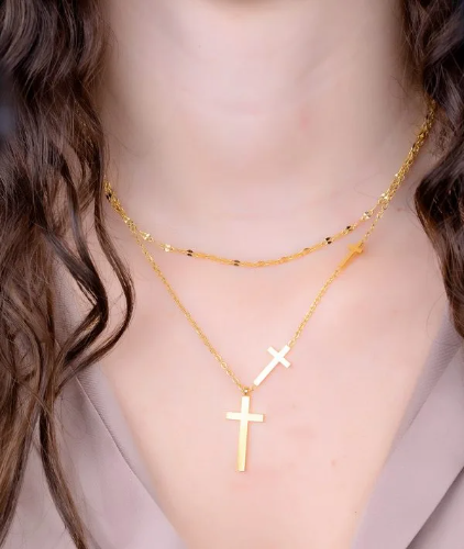 Collar Cruces Dorado Ref:D683