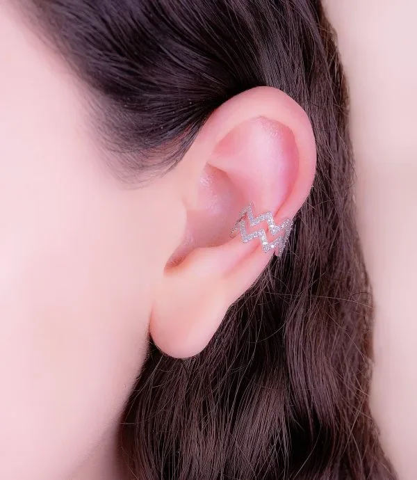 Ear Cuff ZigZag Plateado Ref  E686