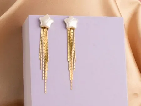 Aretes Estrella Perlada Dorados Ref B1007