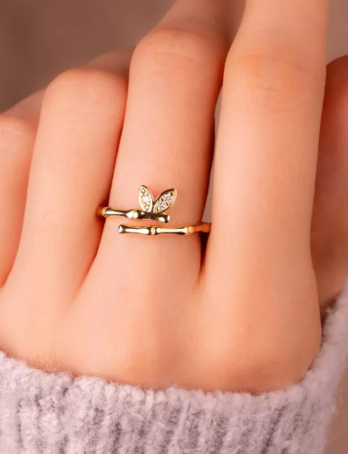 Anillo Rama Mariposa Dorado Ref A1501