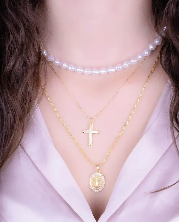 Collar Virgen Perlas Ref D286