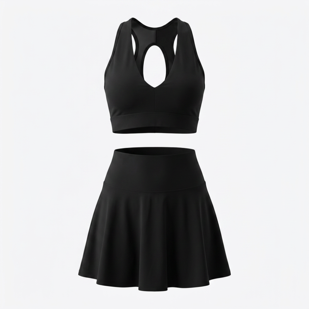 Top + enagua con licra negro Plus