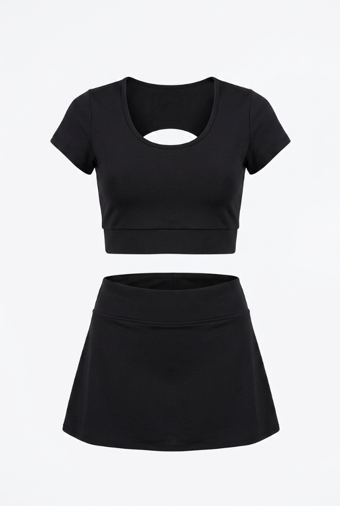 Crop top + enagua con licra