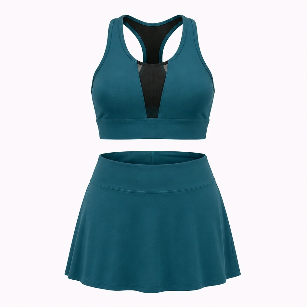 Top + enagua con licra azul