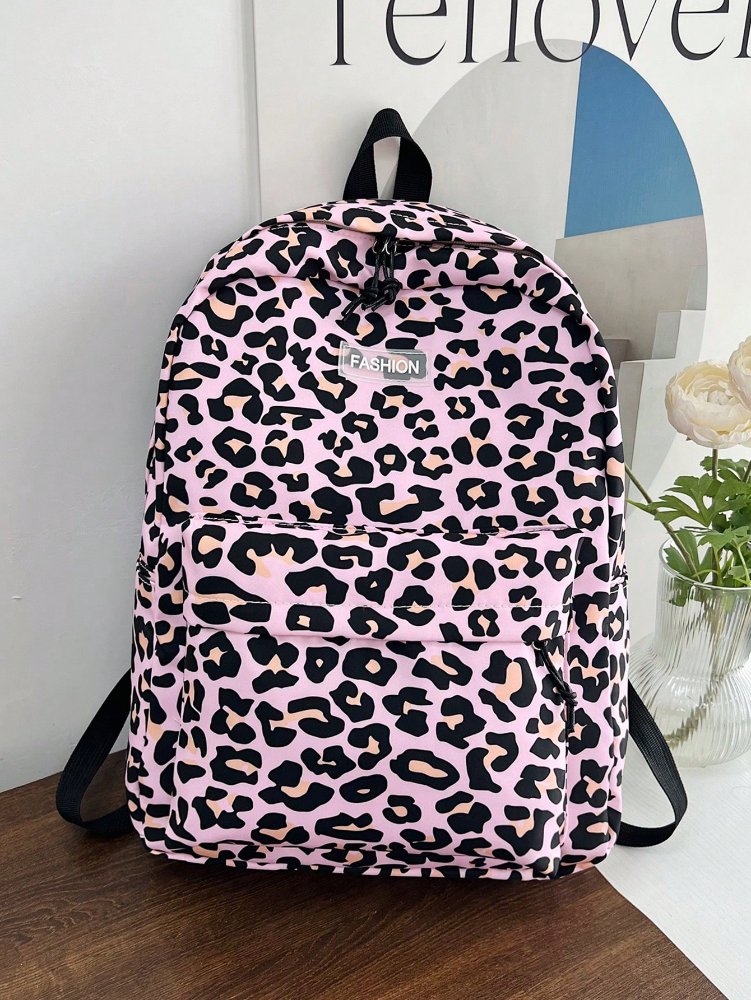Mochila rosada con figura de animal print