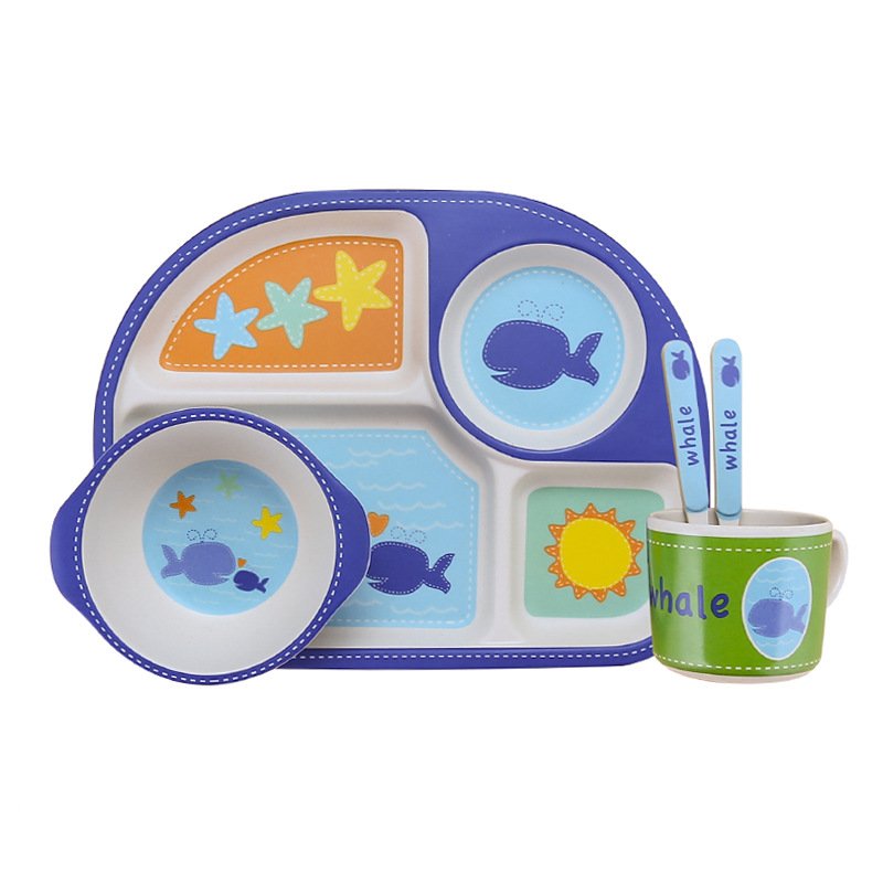 Set de plato dibujo de Ballena, color azul