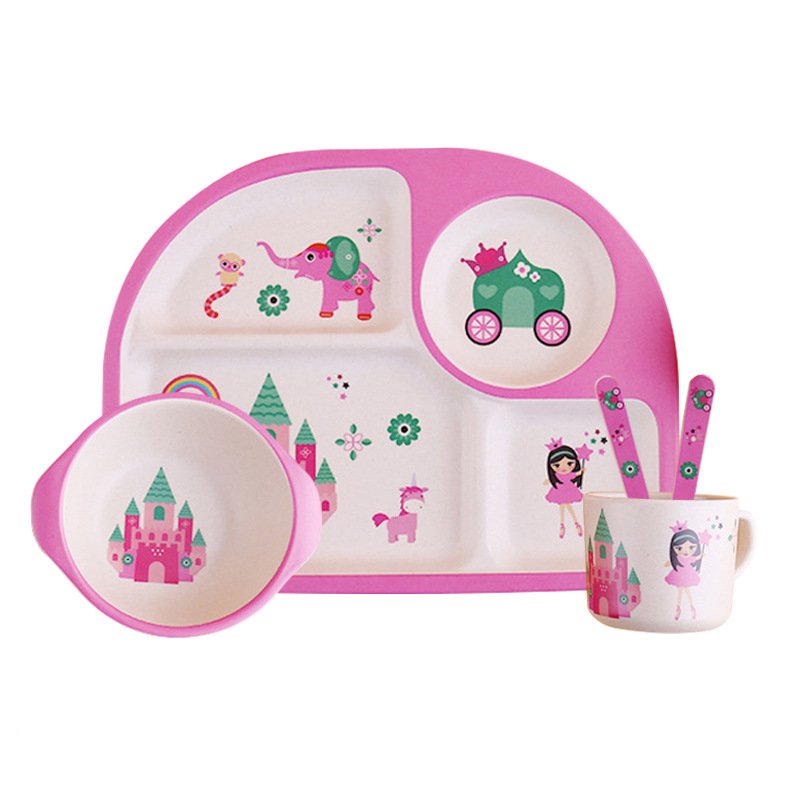 Set de plato dibujo Elefante, color rosado
