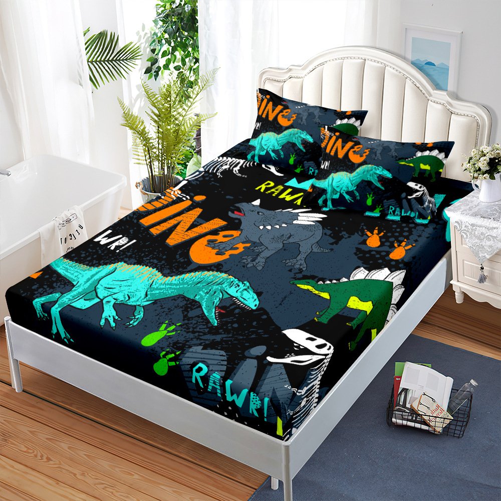 Ropa de cama unipersonal con estampado de dinosaurios