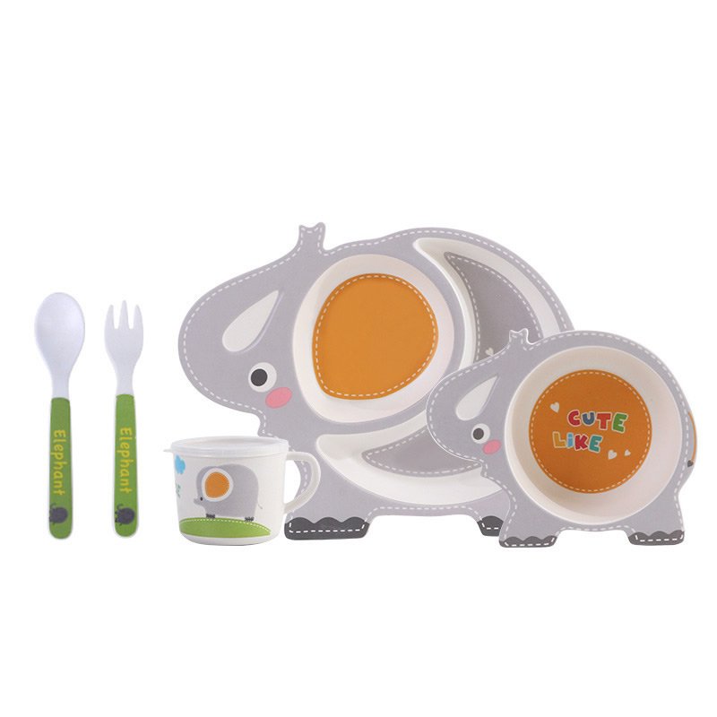 Set de plato  figura Elefante, color gris