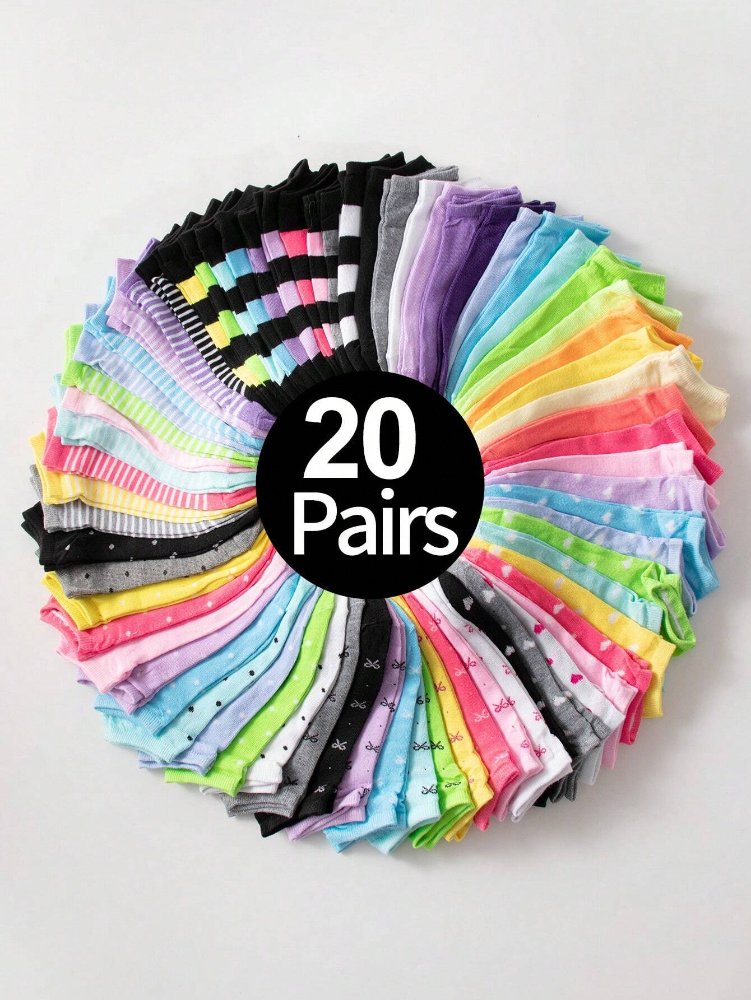 Set de calcetines, calcetines de colores y patrones de puntos, rayas y corazones