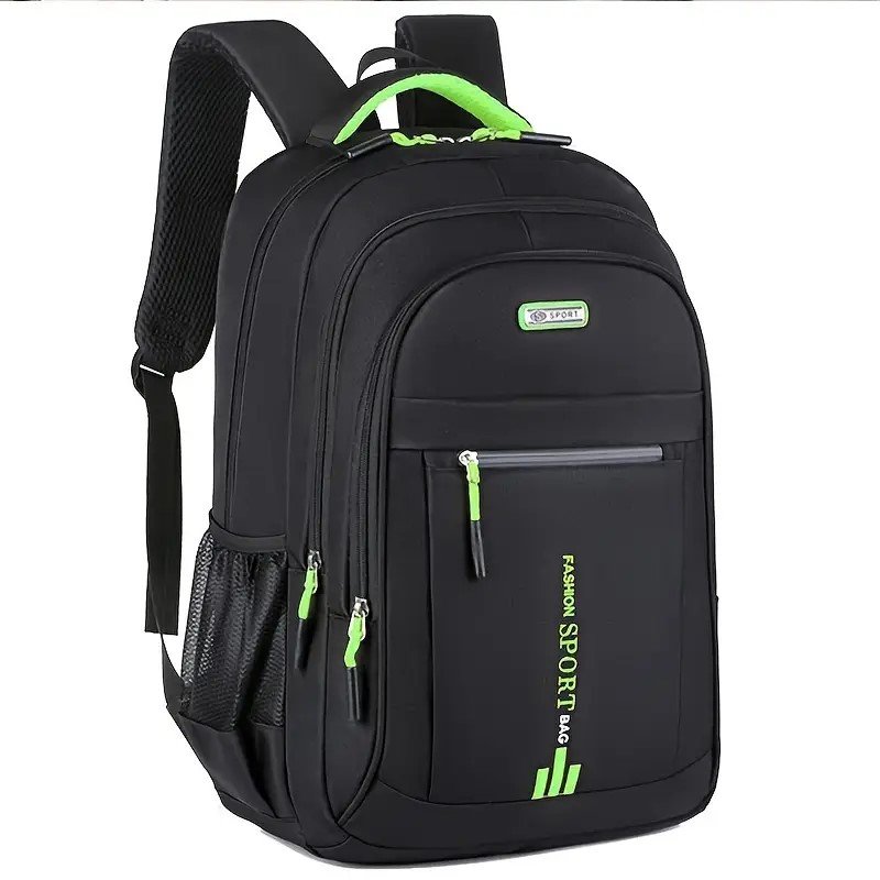 Mochila negra con detalles verde de 17 pulgada