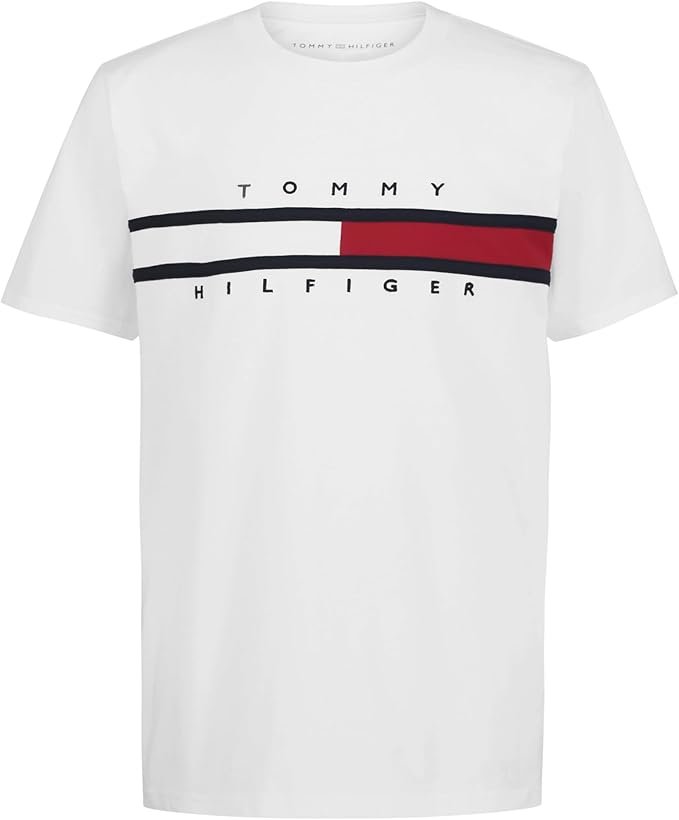 Camiseta Tommy Hilfiger de manga corta con cuello redondo para niño, suave, cómoda, ajuste relajado