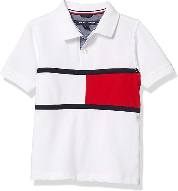 Tommy Hilfiger Polo de moda de manga corta para niños, cierre de botón, suave y cómodo