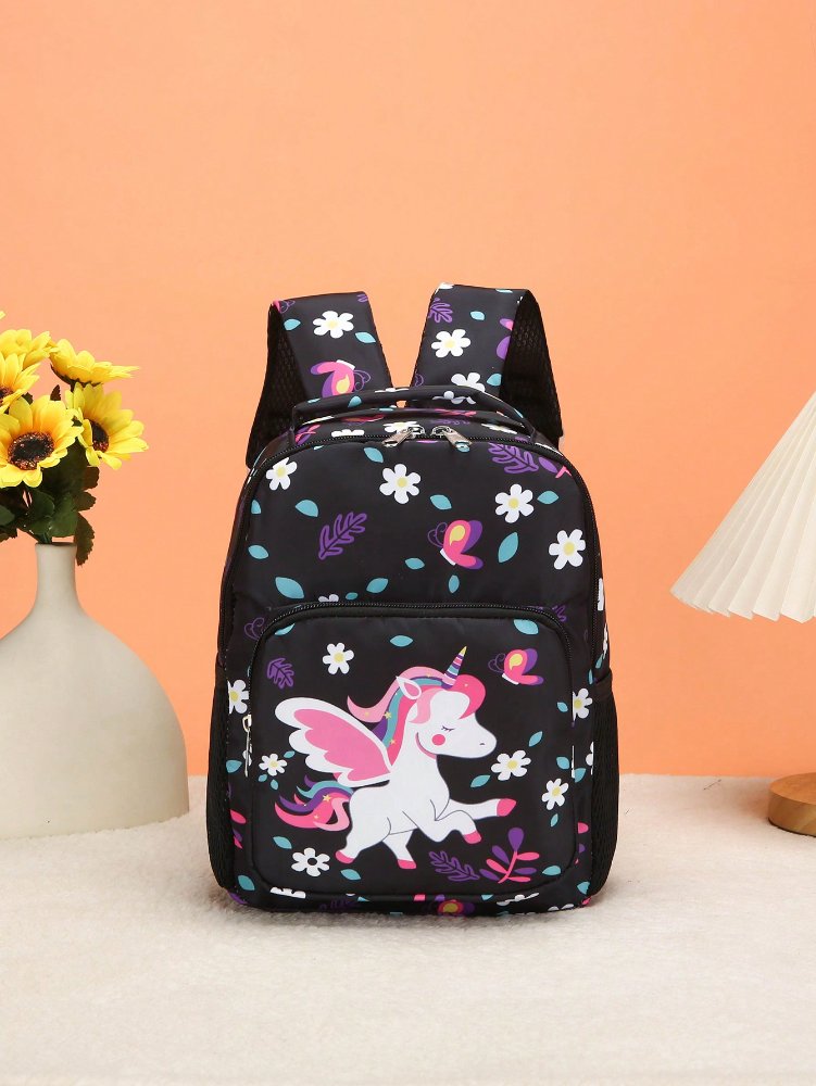 Mochila negra con figura de Unicornio