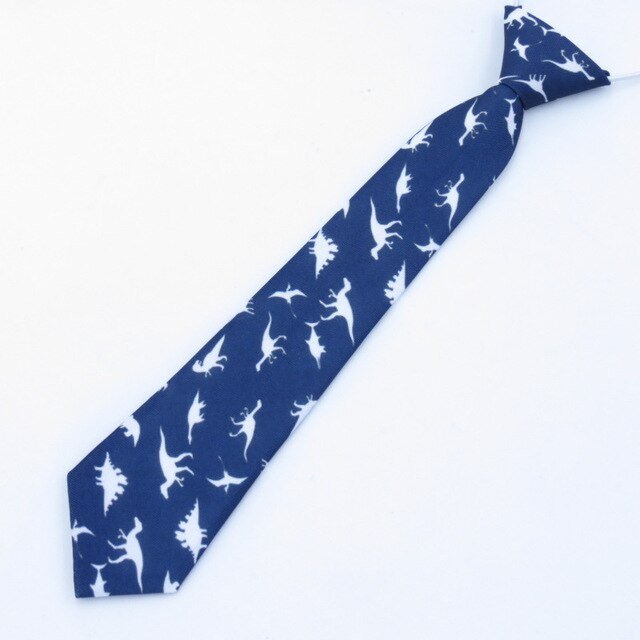 Corbata azul con patrón de dinosaurio