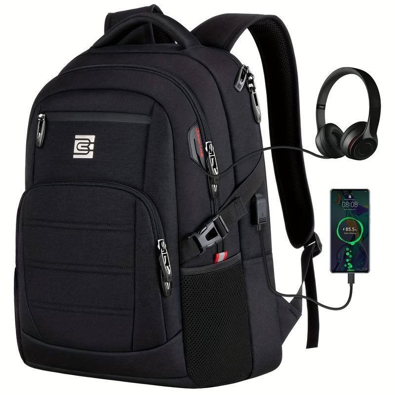 Mochila negra con gris y grabado en blanco de 12 pulgada