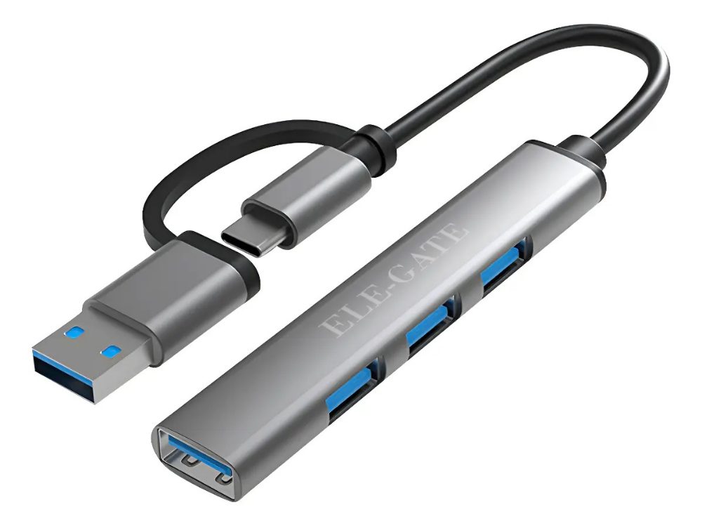 Hub Multipuertos 2 En 1 Tipo C Y Usb 3.0 De 4 Puertos