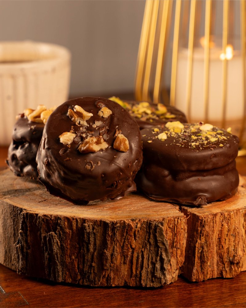 Alfajor de dulce de leche + choco blanco
