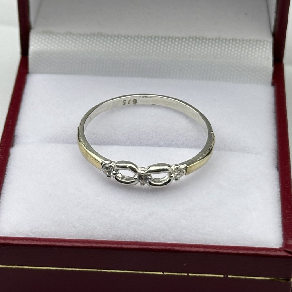 ANILLO PLATA Y ORO INFINITO 3 CIRCONES