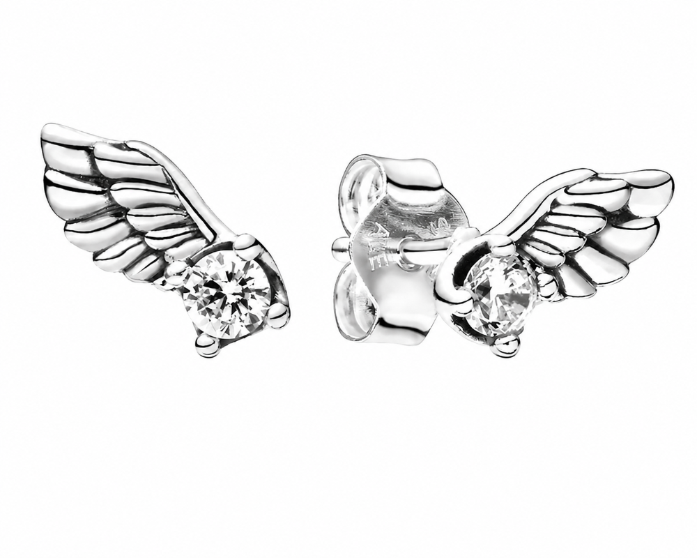 ARETES PANDORA ALAS DE ÁNGEL BRILLANTES PLATA ESTERLINA