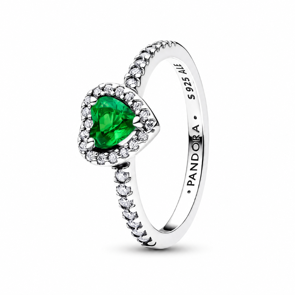 ANILLO CORAZON ELEVADO VERDE