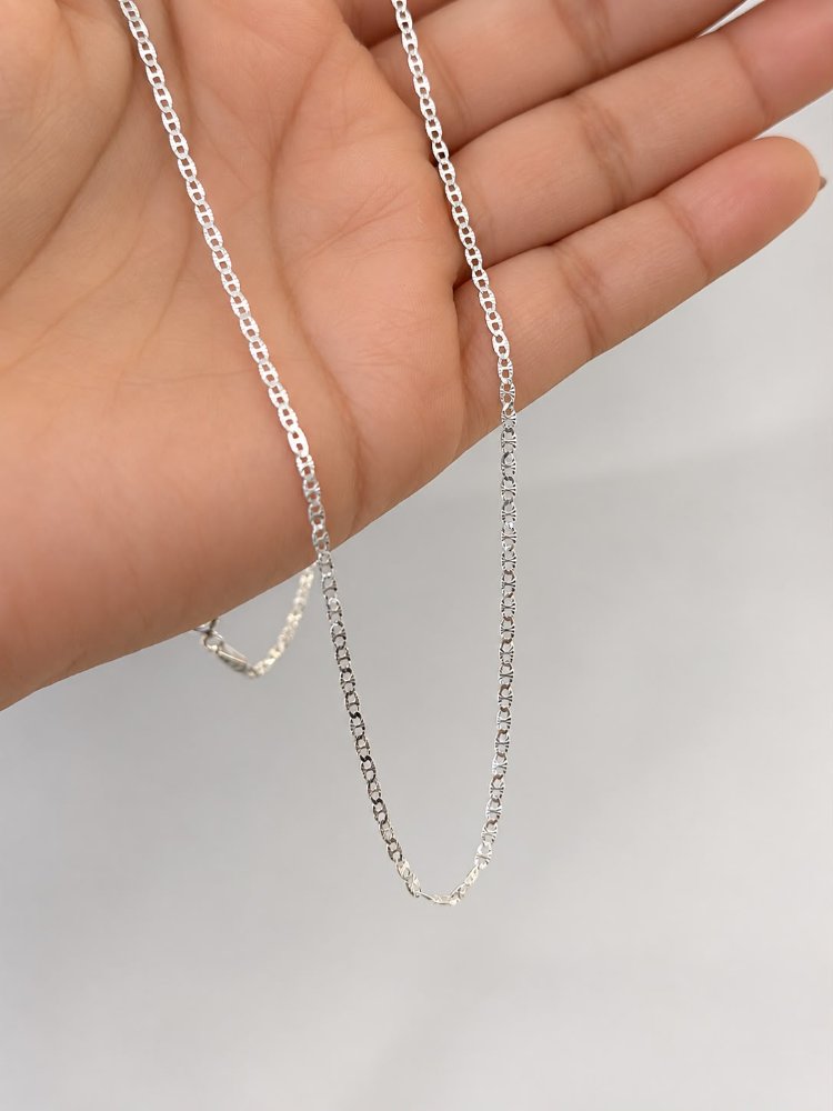 CADENA ESLACERA CRUZ DIAMANTADA 1MM - 45 CM PLATA TALIANA 925