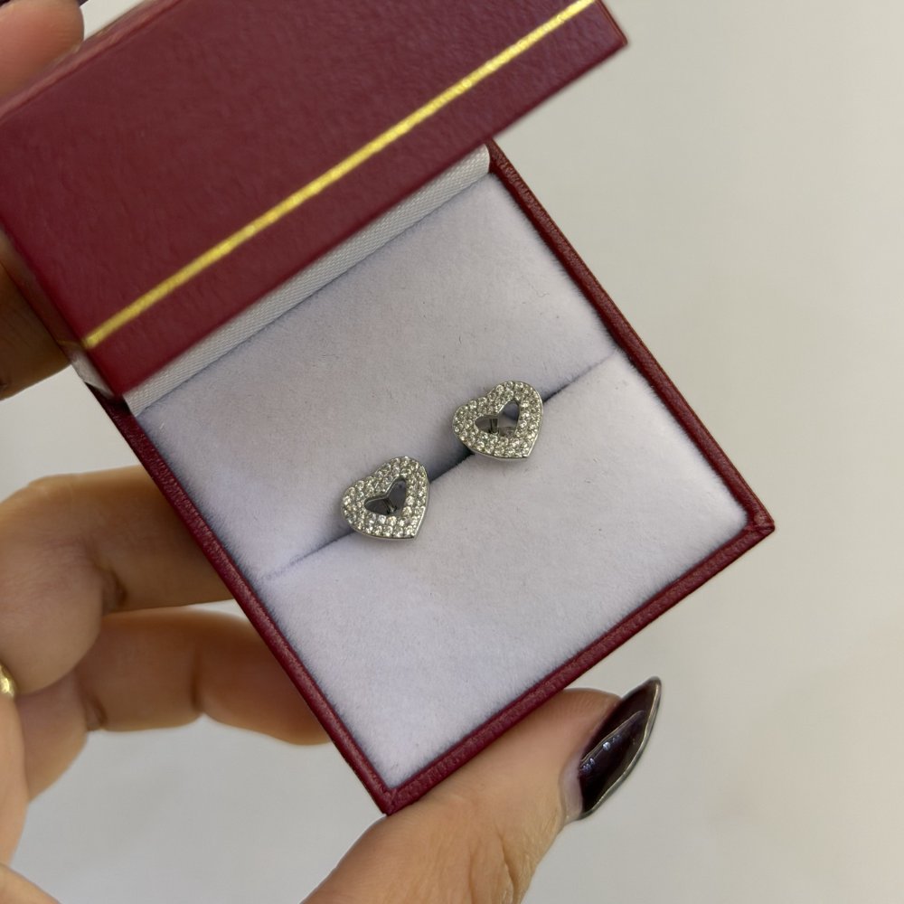 ARETES PLATA LEY 925 CORAZON PAVE
