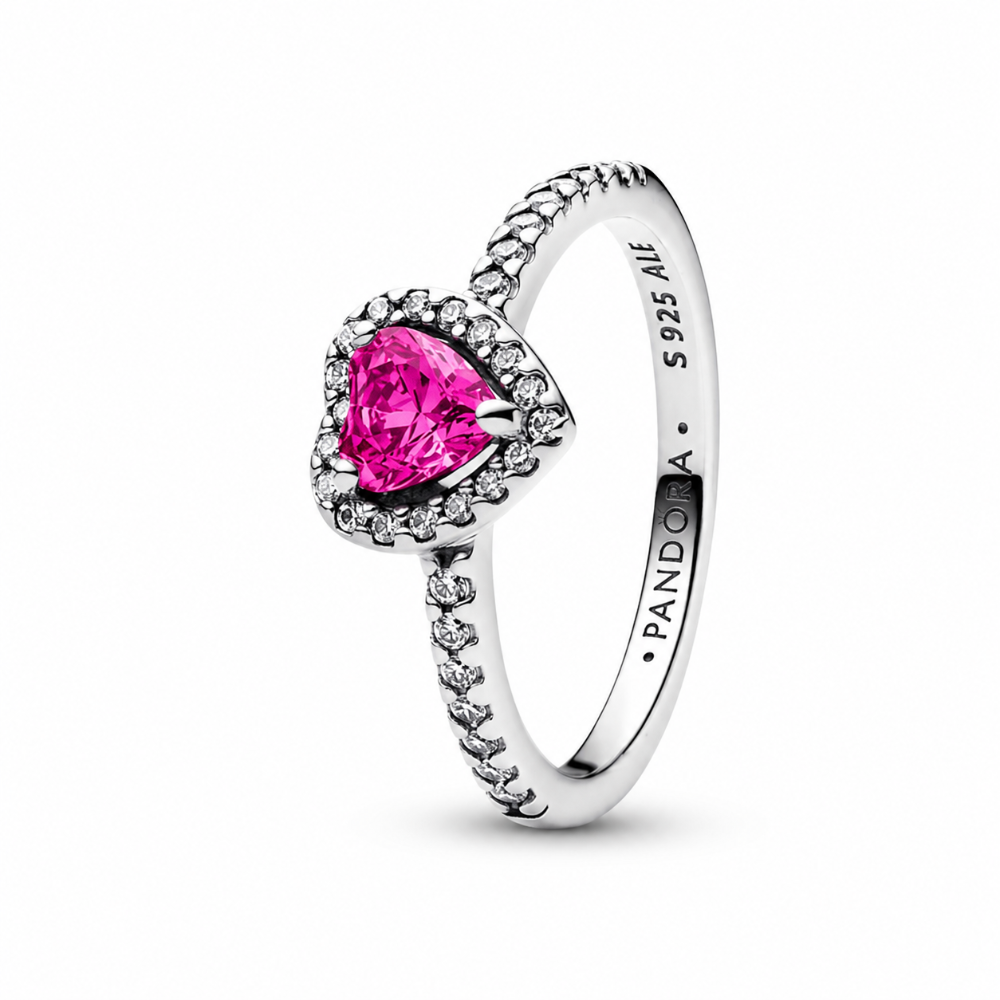 ANILLO CORAZON ELEVADO FUCSIA