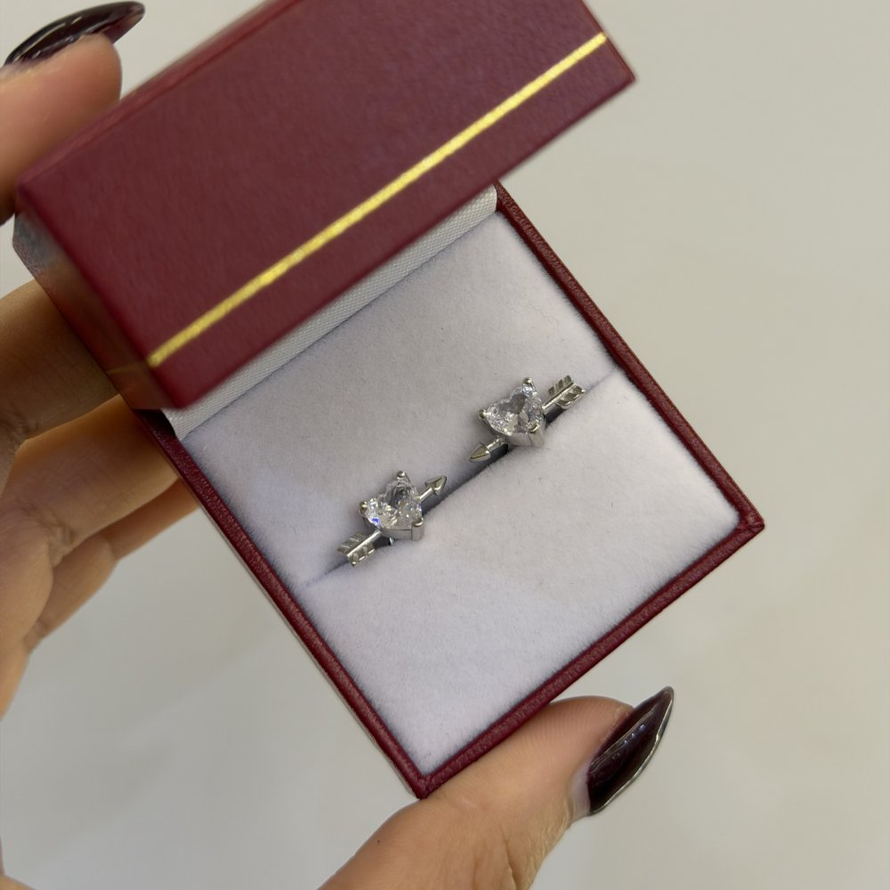 ARETES PLATA 925 CORAZON FLECHA