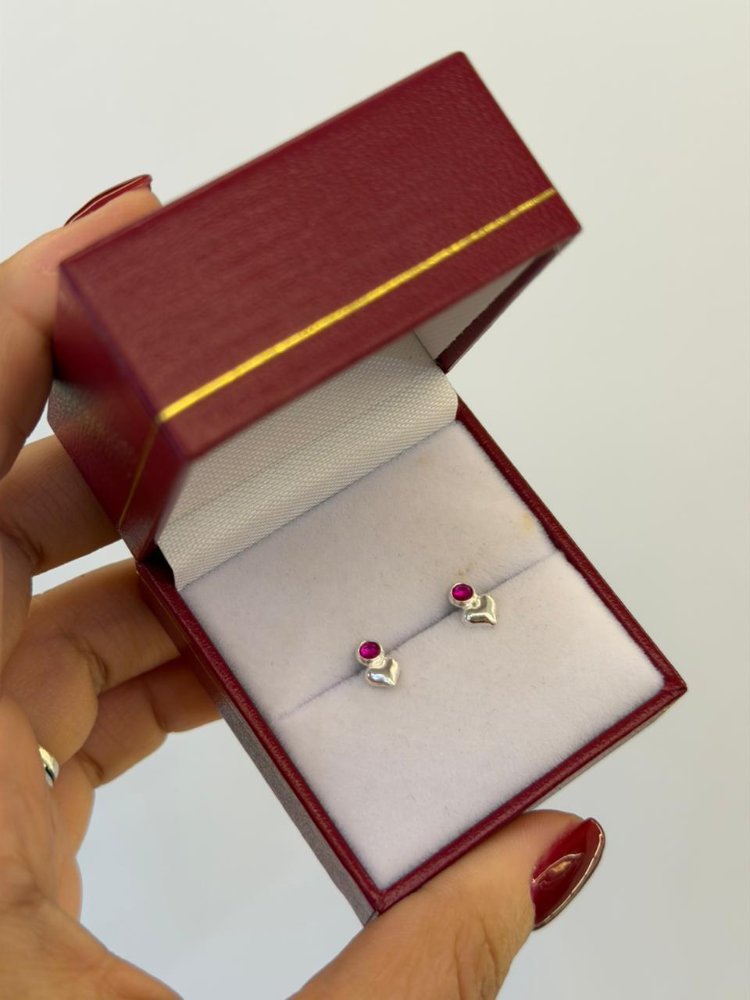 ARETE TOPO ROSCA CIRCON ARRIBA DE CORAZON MINI PLATA 925