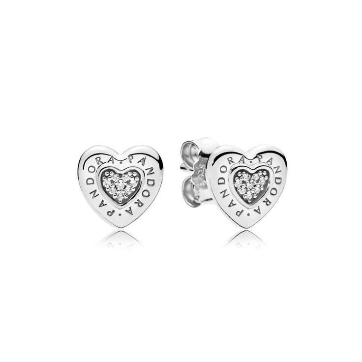 Aretes de Botón Corazon Reluciente Pandora alrededor