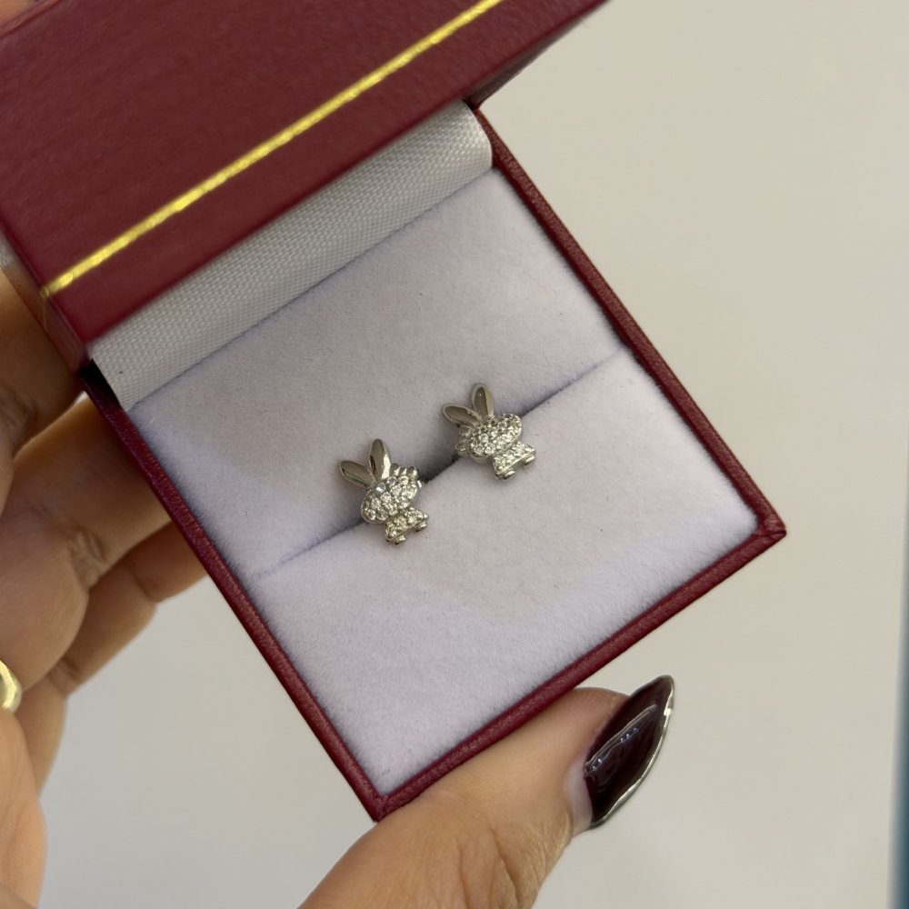 ARETES PLATA 925 CONEJO MOÑO PAVE