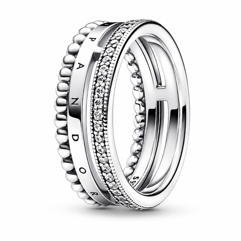ANILLO PANDORA INSIGNIA PAVÉ Y ESFERAS PLATA ESTERLINA