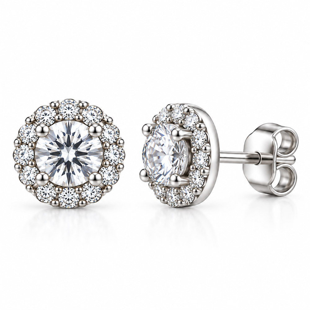 ARETES PAVE SOLITARIO 4MM PLATA LEY 925