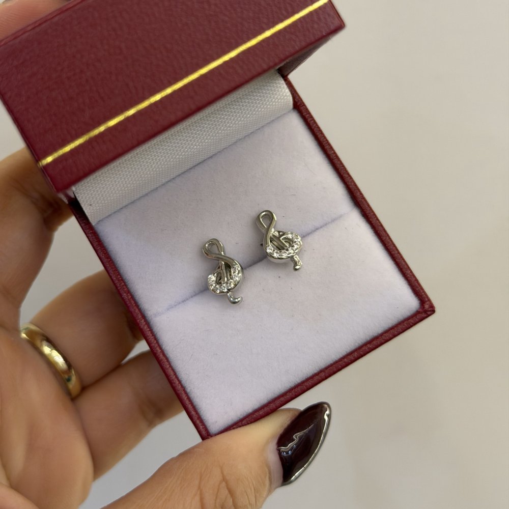 ARETES PLATA LEY 925 NOTA MUSICAL