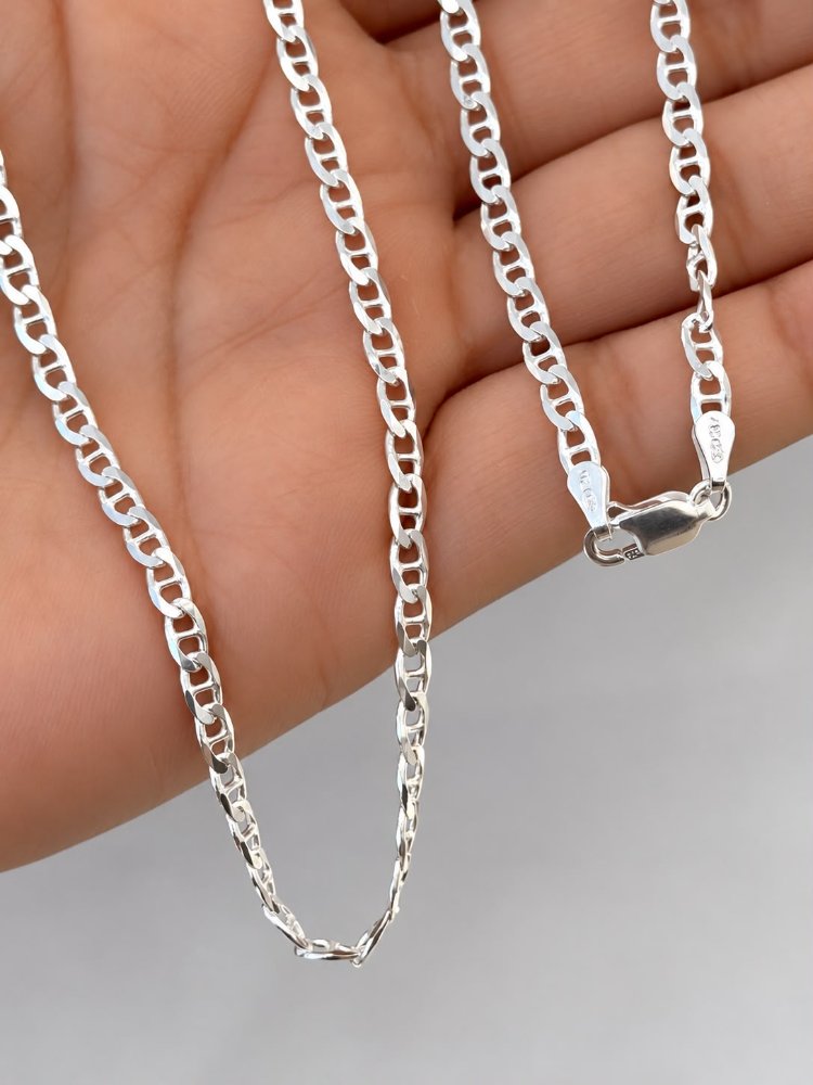 CADENA ESCALERA CRUZ 3MM - 60 CM EN PLATA ITLIANA 925