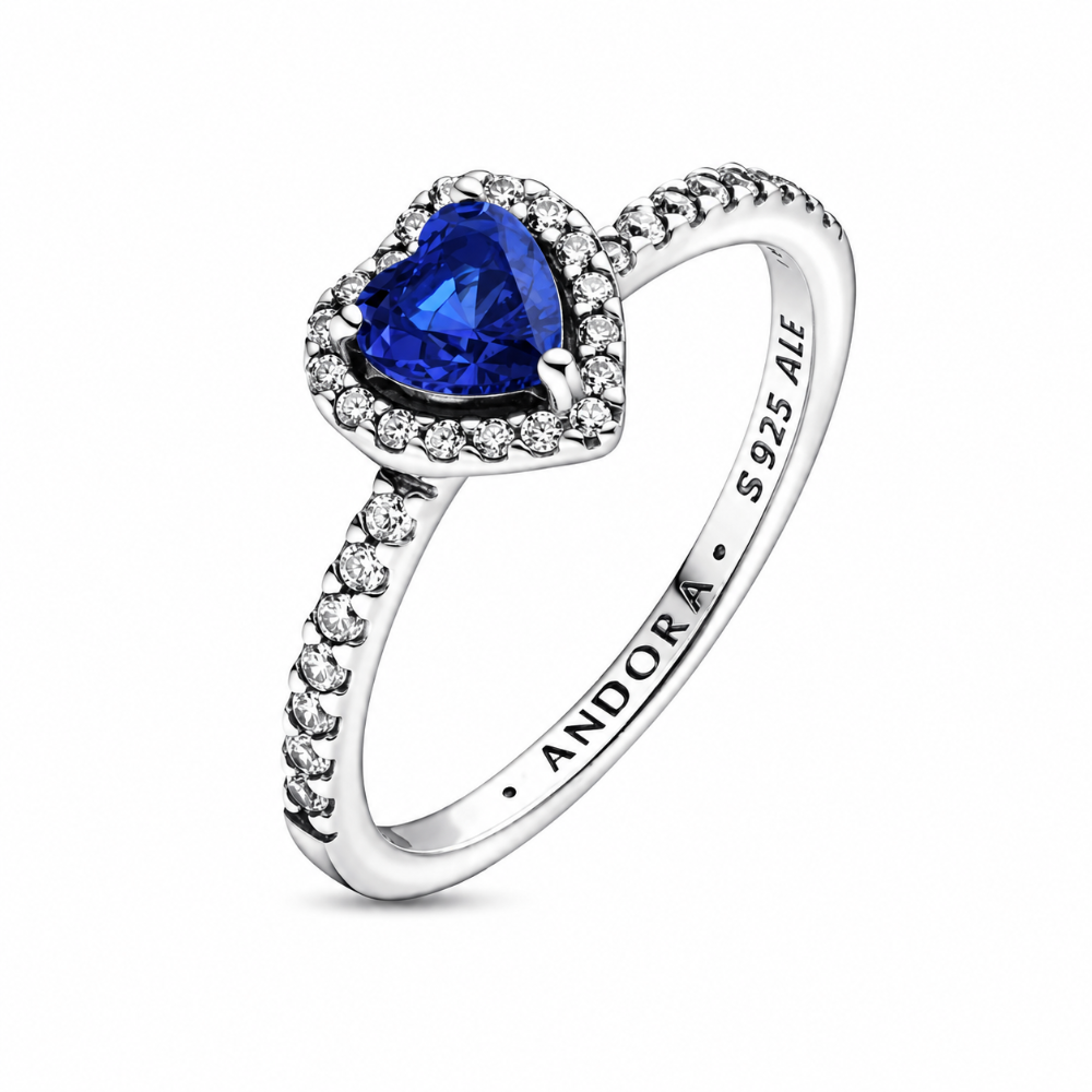 ANILLO CORAZON ELEVADO AZUL