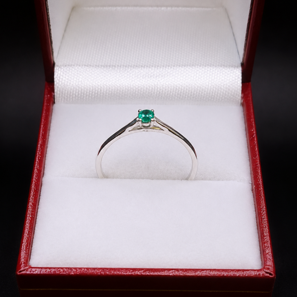 ANILLO SOLITARIO CON ESMERALDA DE MINA 3MM