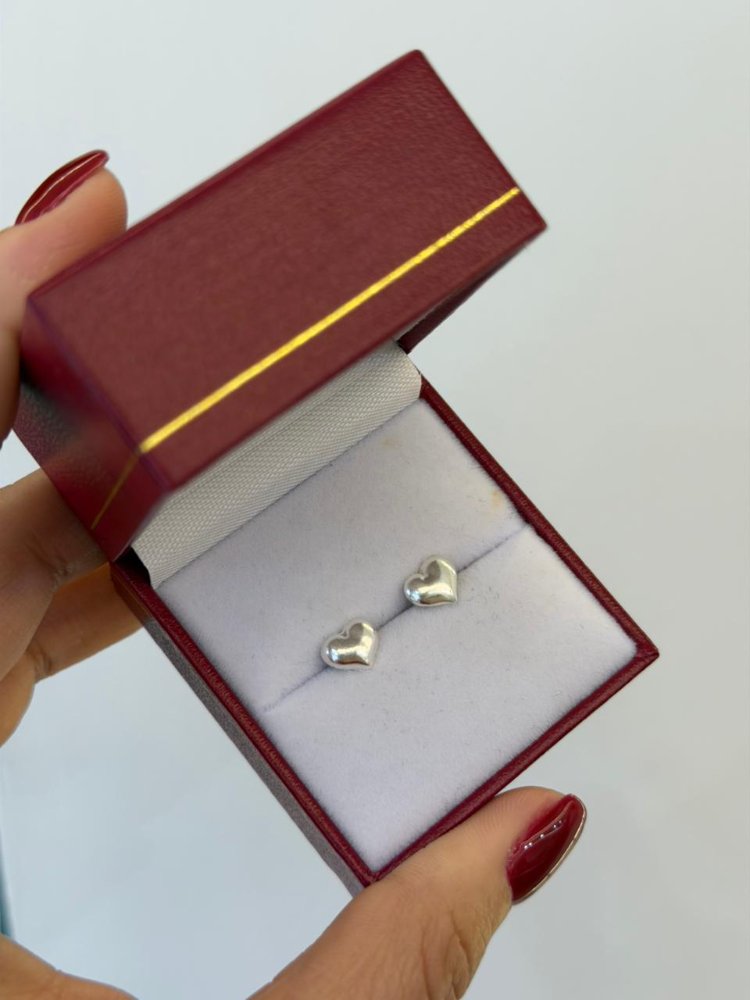 ARETES TOPA ROSCA LISO MEDIANO CORAZON PLATA 925