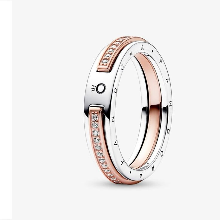 ANILLO PANDORA SIGNATURE PAVE DOS TONOS
