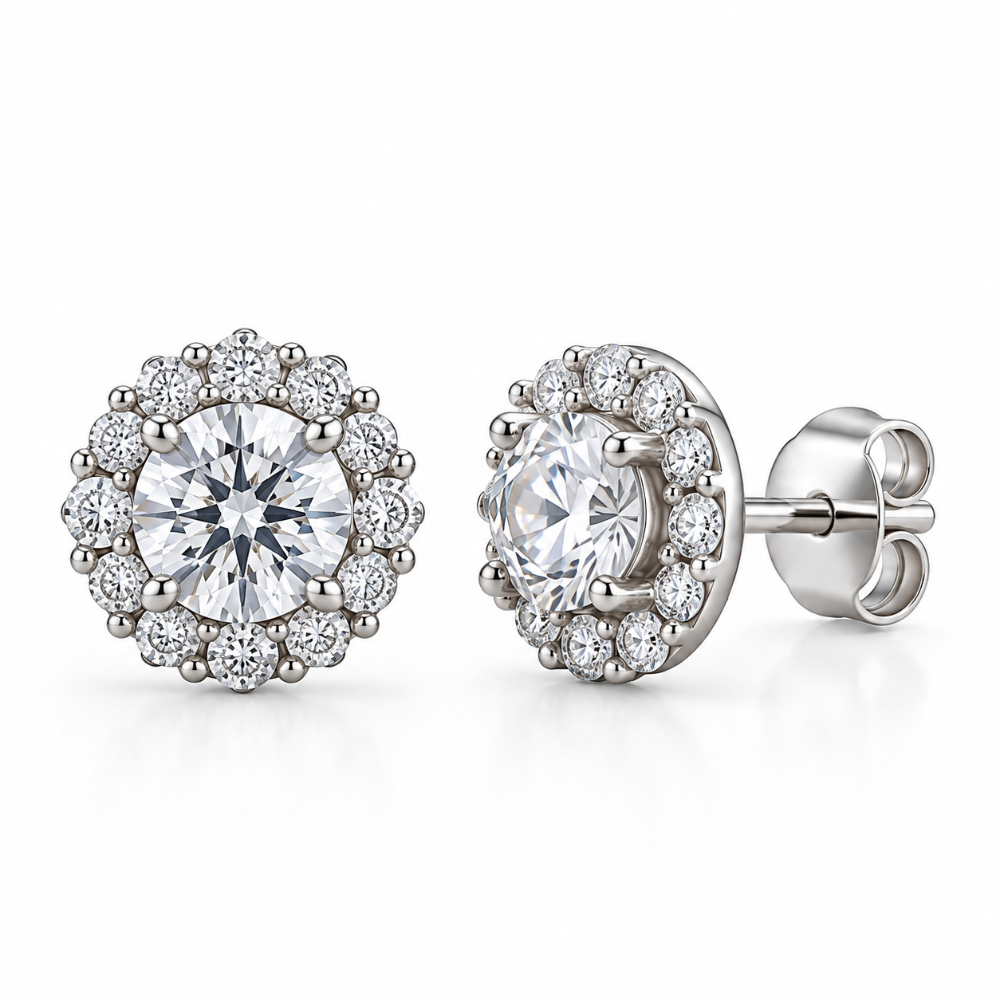 ARETES PAVE SOLITARIO 5MM PLATA LEY 925
