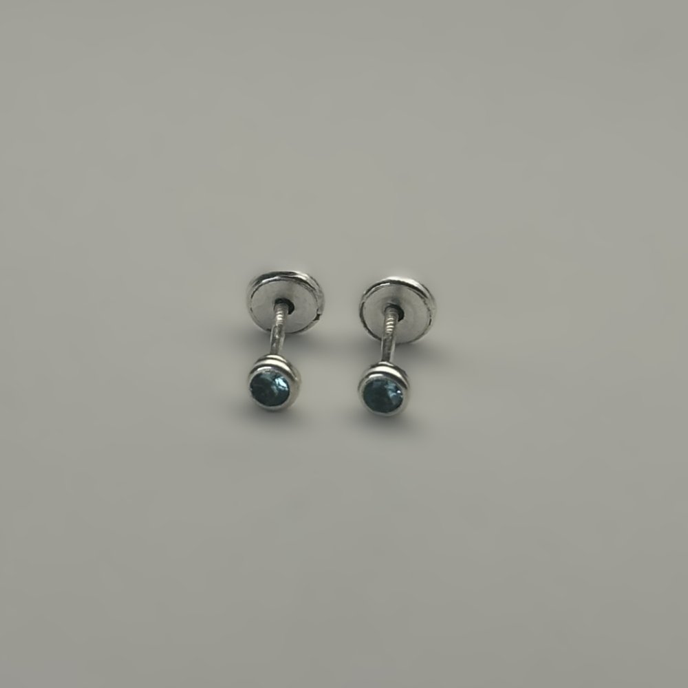 ARTE TOPO ROSCA PLATA 925 CIRCON CELESTE CAJON REDONDO MINI