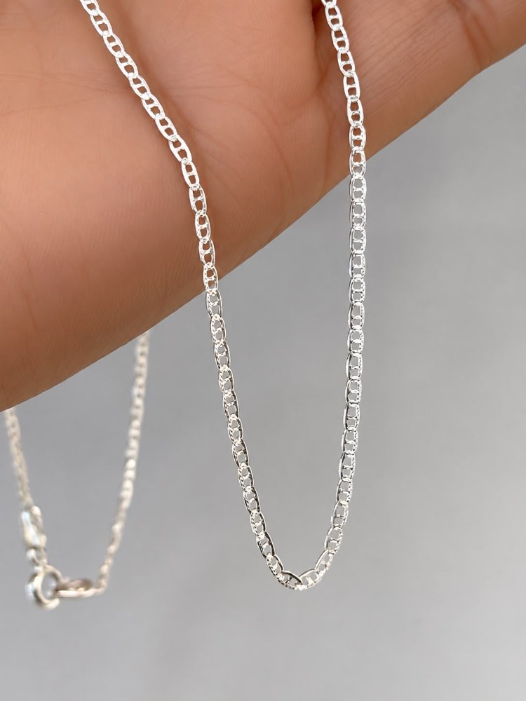 CADENA ESCALERA 1MM PLANA - 45CM PLATA ITALIANA