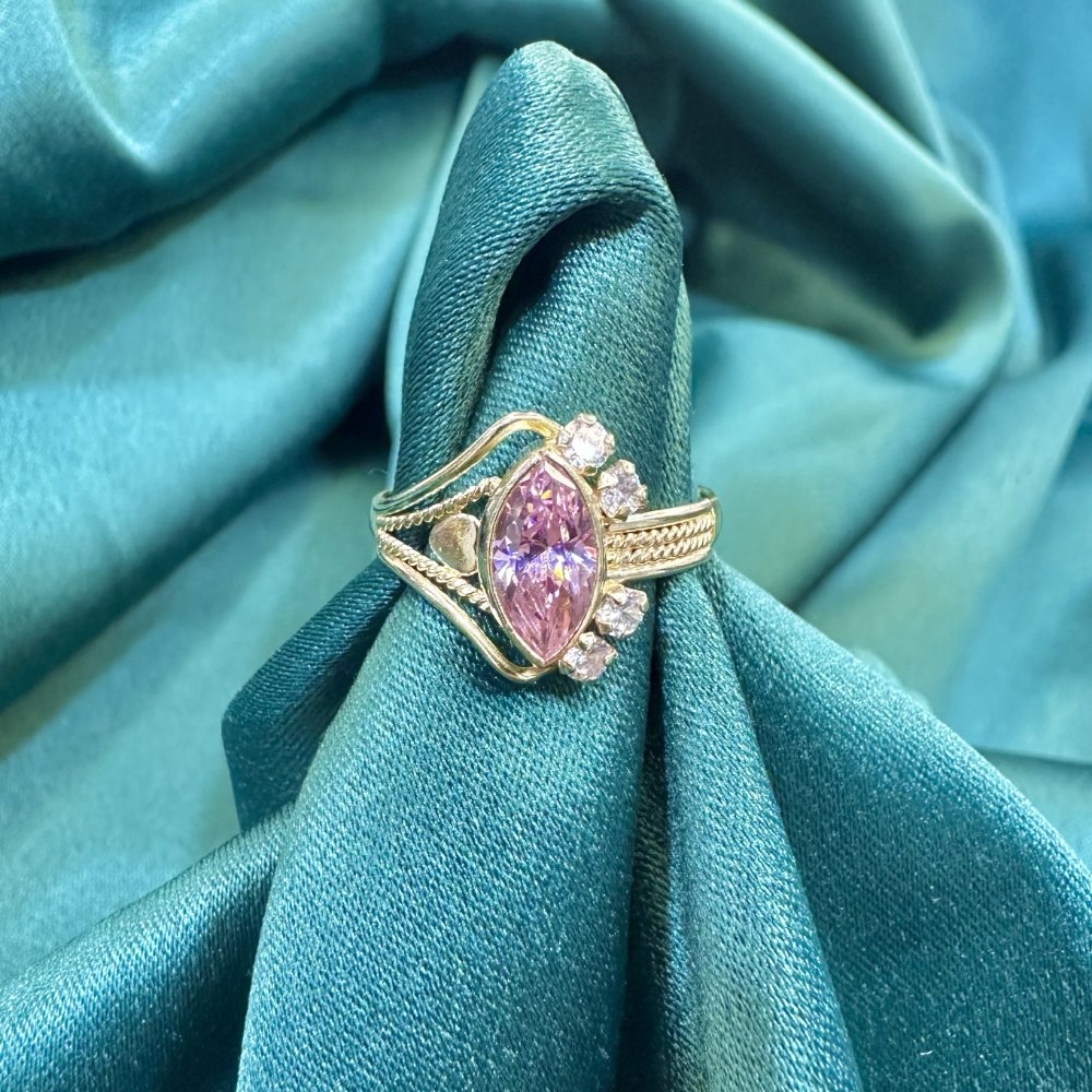 ANILLO LAGRIMA ROSADA ORO LAMINADO 18K