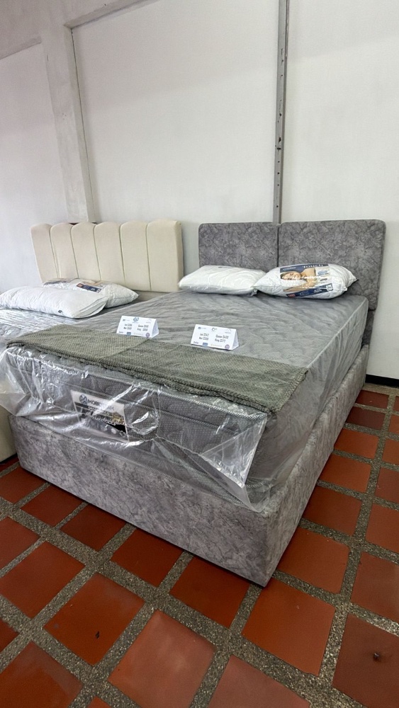 Cama Matrimonial Lisa Doble Copete Estacion Gris