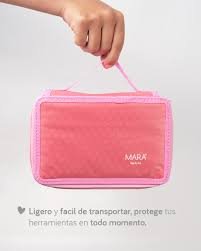 mara porta pincel bolso 4 compartimientos rosado mac128