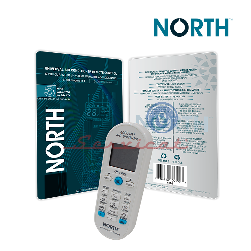 CONTROL REMOTO CON DISPLAY LCD 15 BOTONES NORTH AIRE ACONDICIONADO TODAS LAS MARCAS