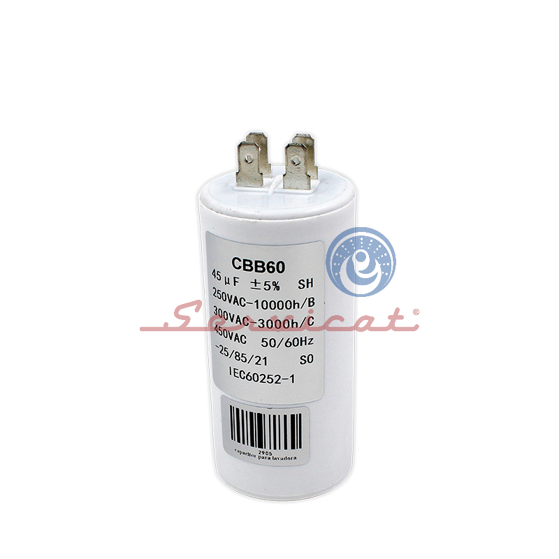 CAPACITOR DE MARCHA 45UF A 250VAC LAVADORA WHIRLPOOL - ELECTROLUX