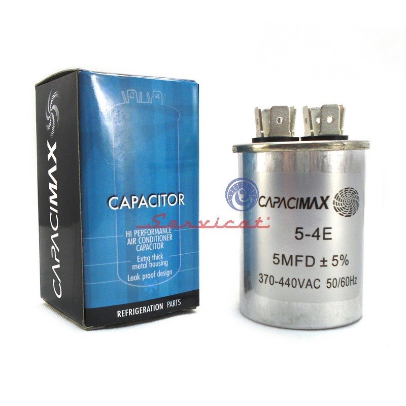 LIBRE _ CAPACITOR DE MARCHA 5UF A 370 - 440VAC CAPACIMAX REFRIGERADORA TODAS LAS MARCAS